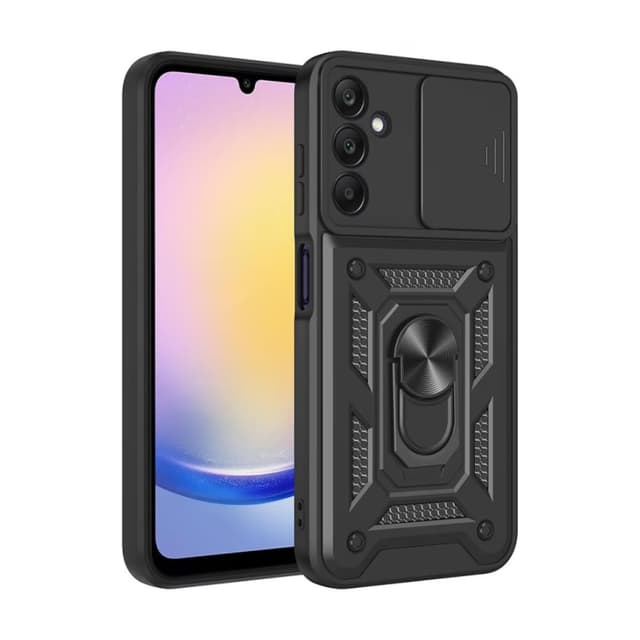 Удароустойчив твърд гръб / Кейс Ring Armor Case lens cover за Samsung A17 - Черен