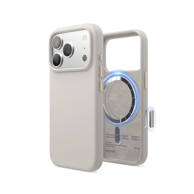 Силиконов калъф / гръб / TPU кейс MEMUMI LIQIUD SILIKON CASE MAGSAFE за iPhone 18 Pro - Бежов