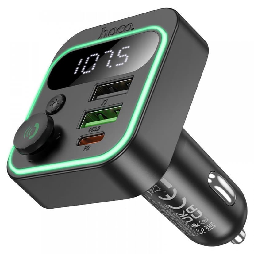 FM Трансмитер за кола HOCO E85 Tiger с Bluetooth MP3 38W (2 USB изхода + 1 USB-C, microSD)