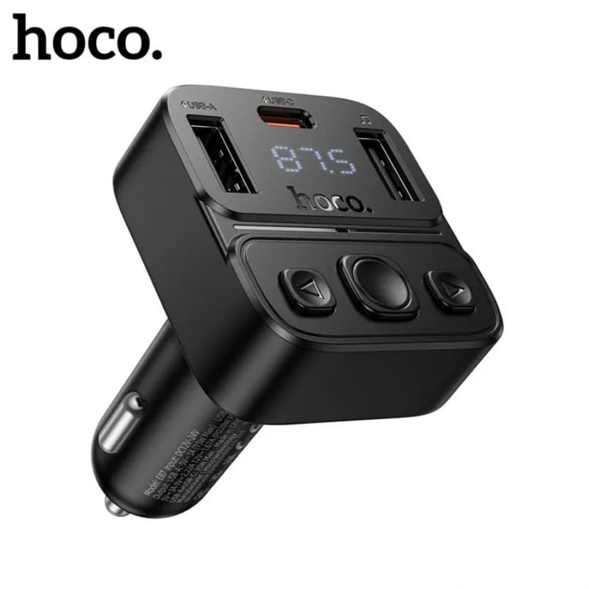 FM Трансмитер за кола HOCO E87 с Bluetooth MP3 35W (2 USB изхода + 1 USB-C, microSD)