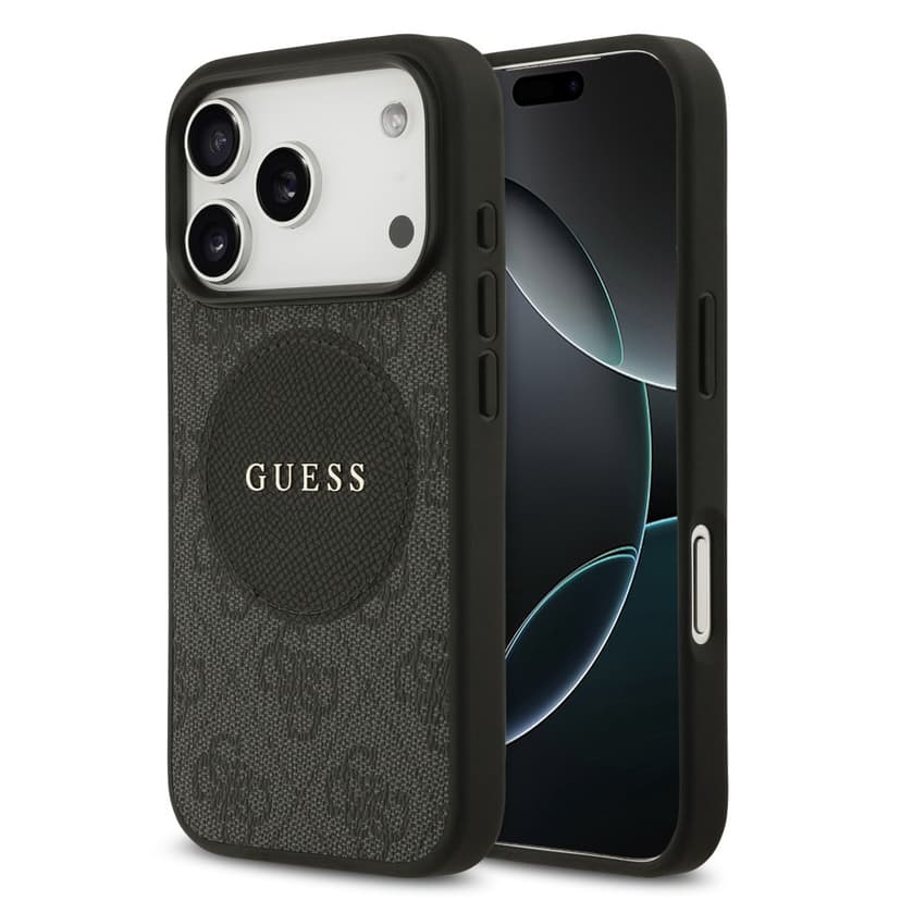 Оригинален кейс GUESS HC MAGSAFE PU 4G CIRCLE W/ CLASSIC LOGO iPhone 17 Pro - Черен