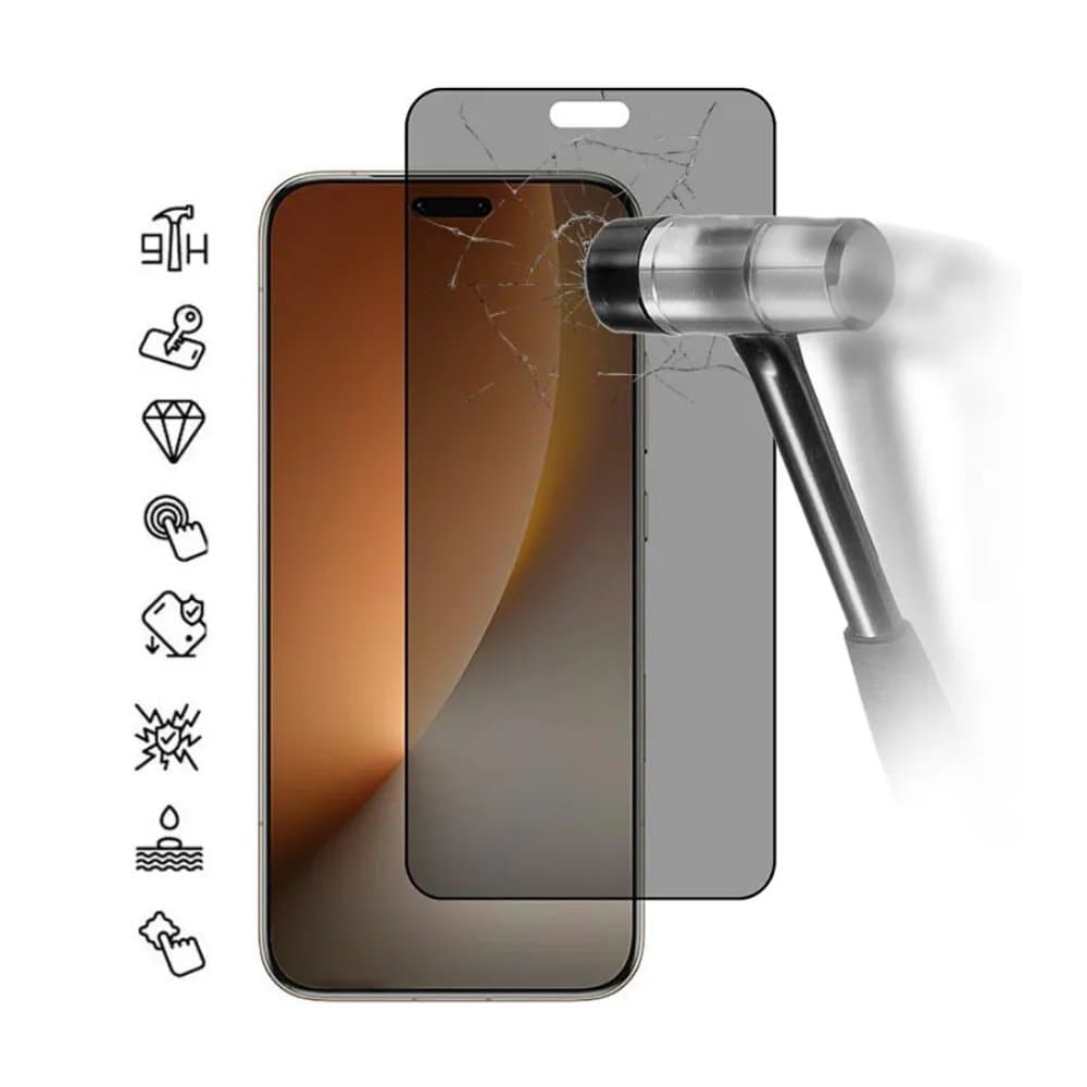 Privacy 5D full cover Tempered glass Full Glue screen protector Samsung S26 FE / Извит стъклен скрийн протектор Privacy с лепило от вътрешната страна за Samsung S26 FE - черен / прозрачен