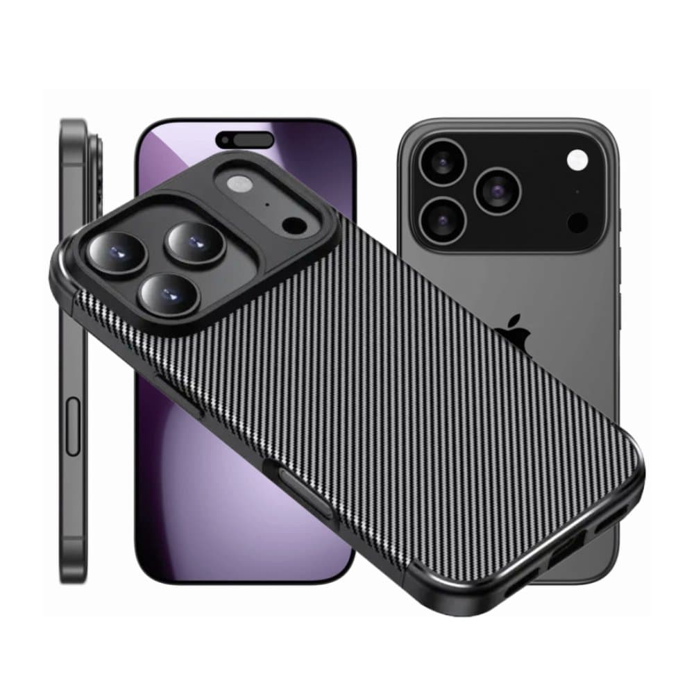 Луксозен силиконов калъф / кейс / Auto Focus Carbon Fiber Case iPhone 18 Pro - черен