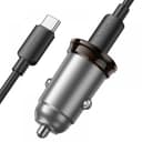 Комплект мини зарядно за кола с кабел HOCO NZ16 “Rigorous” PD30W (USB-C към Type-C, 1M) – Черен — снимка 1