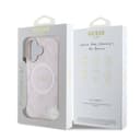 Оригинален кейс Guess MagSafe Saffiano Peony Classic Logo за iPhone 16 – Розов — снимка 2