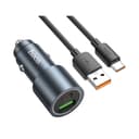 Оригинално бързо зарядно за кола / адаптер HOCO Z60 Bloom 48W (USB + USB-C) в комплект с кабел USB към Type-C – Тъмносив (Metal Grey) — снимка 1