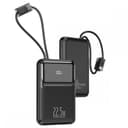 Външна батерия Power Bank WUW Y158 10,000mAh 22.5W с вградени Type-C и Lightning кабели – Черна — снимка 1