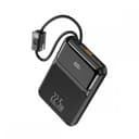 Външна батерия Power Bank WUW Y158 10,000mAh 22.5W с вградени Type-C и Lightning кабели – Черна — снимка 2
