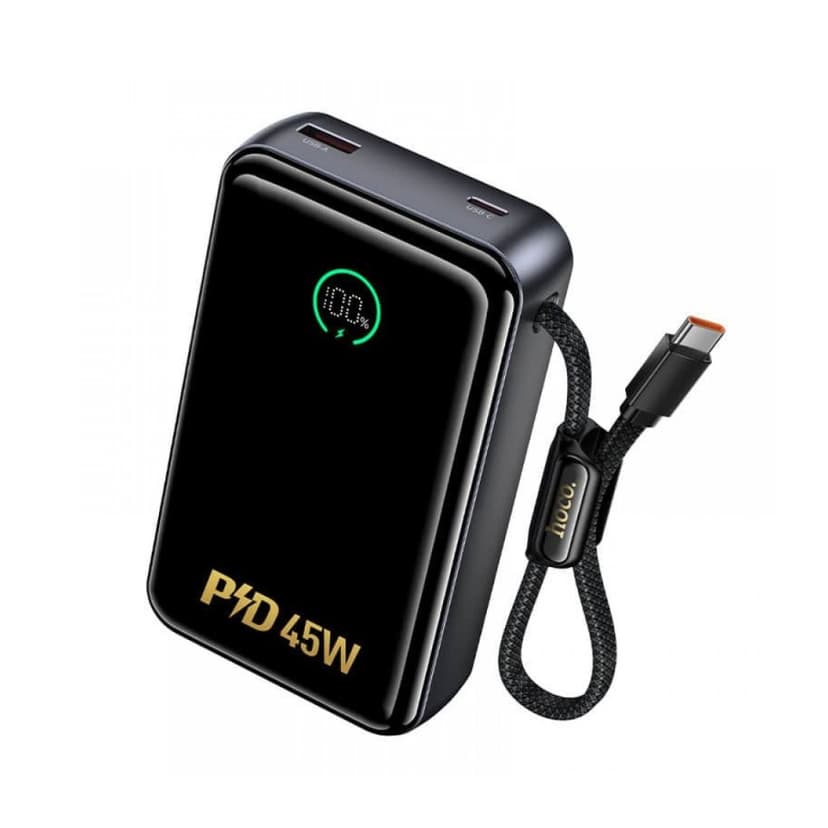 Външна Батерия Power Bank HOCO Q54 Shine 20000mAh PD 45W с вграден USB-C кабел