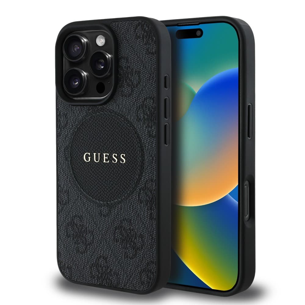 Оригинален кейс GUESS HC MAGSAFE PU 4G CIRCLE W/ CLASSIC LOGO iPhone 16 Pro Max - Черен