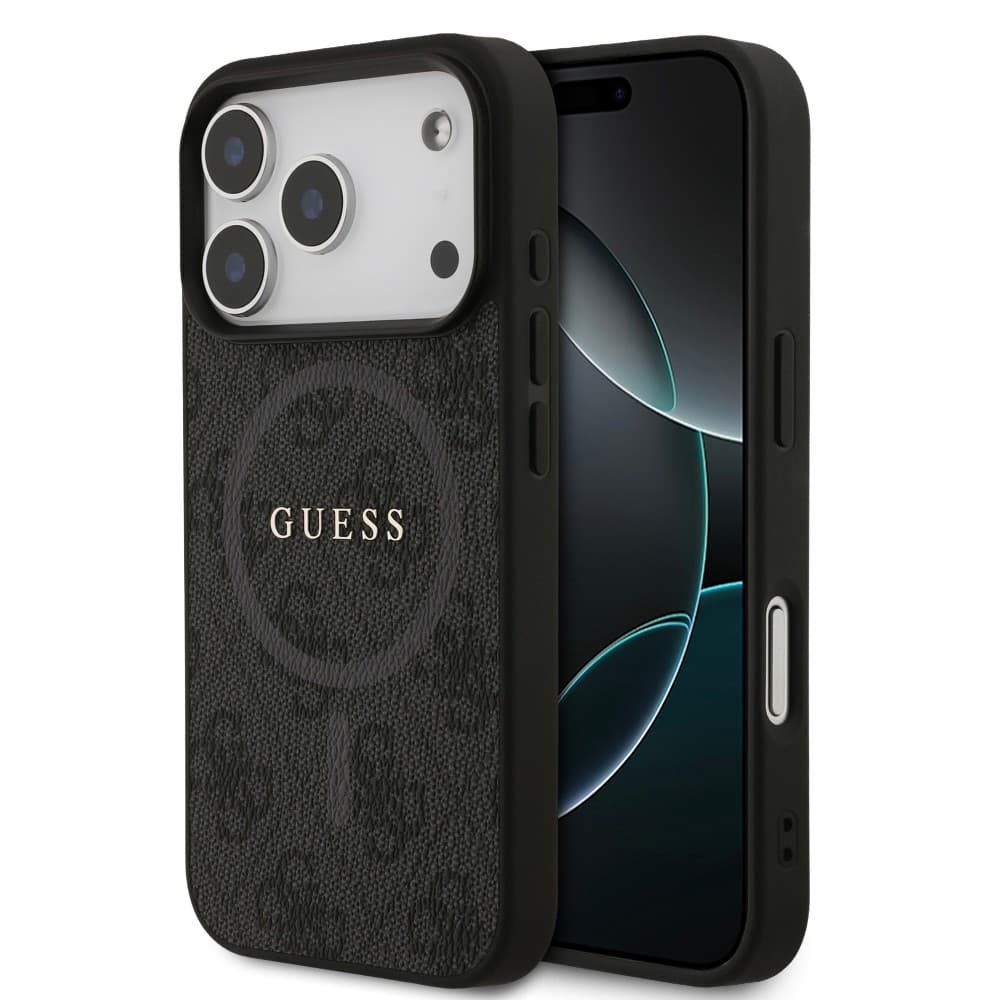 Оригинален кейс GUESS HC MAGSAFE PU 4G RING CLASSIC LOGO iPhone 17 Pro - Черен