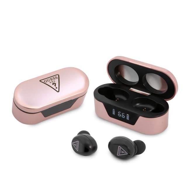 Безжични Bluetooth слушалки TWS GUESS DIGITAL BT5 TRIANGLE LOGO - Розови