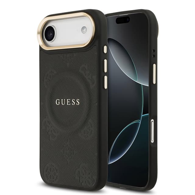 Оригинален кейс GUESS HC MAGSAFE PU W/ PEONY HOT STAMP iPhone 17 Air - Черен