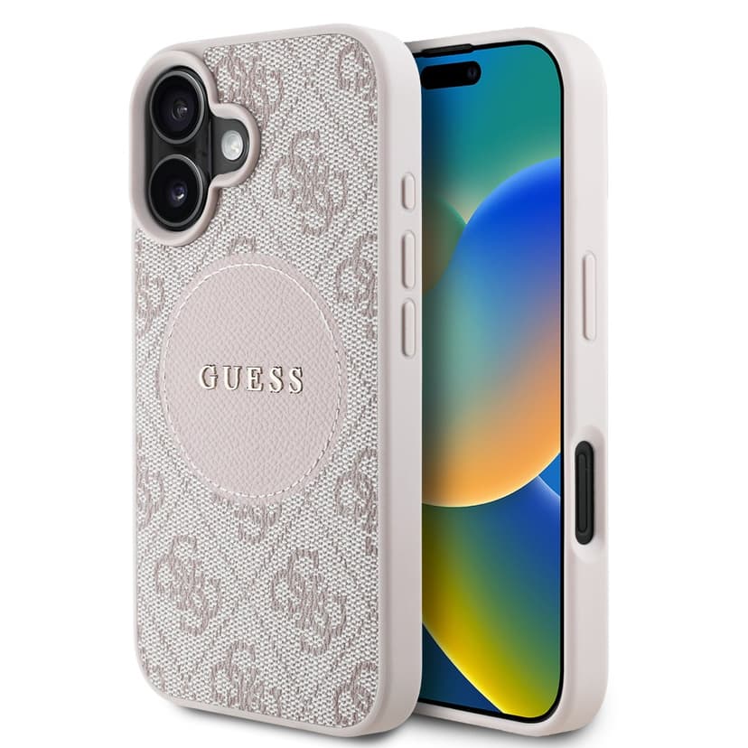 Оригинален кейс GUESS HC MAGSAFE PU 4G CIRCLE W/ CLASSIC LOGO iPhone 16 - Розов