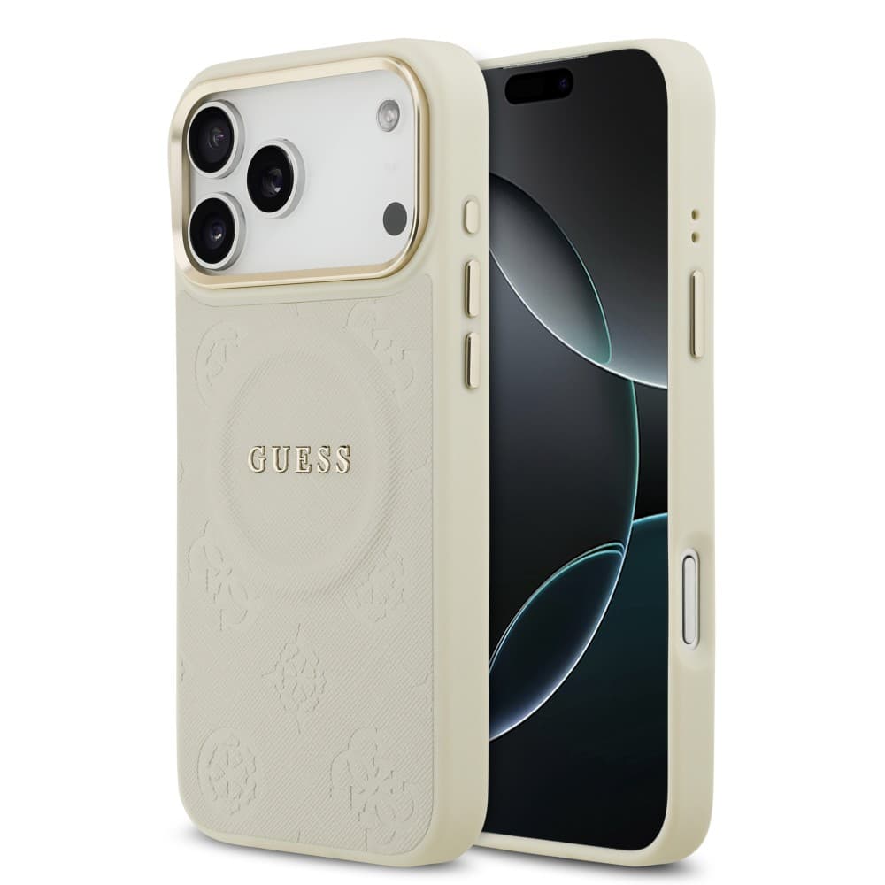 Оригинален кейс GUESS HC MAGSAFE PU W/ PEONY HOT STAMP iPhone 17 Pro Max