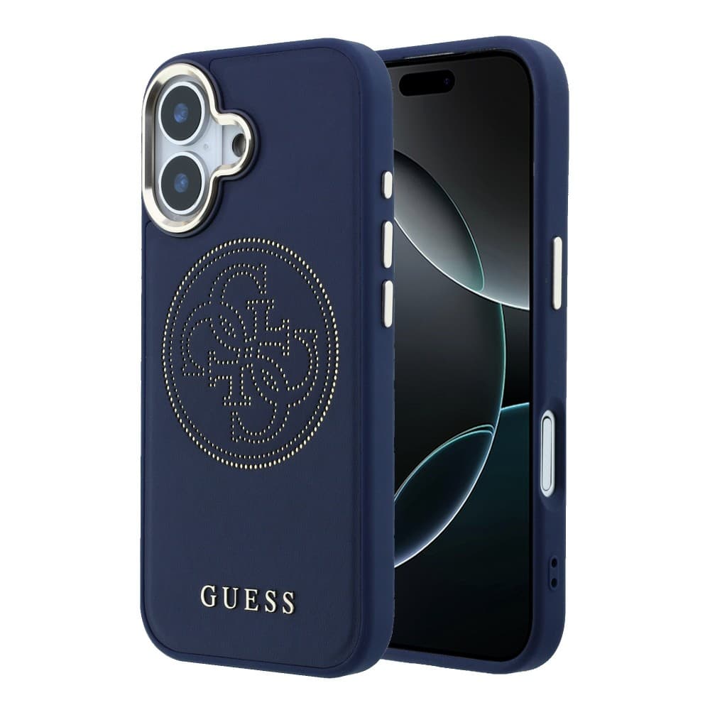 Оригинален кейс GUESS HC MAGSAFE PU W/ PERFORATED 4G iPhone 17 - Тъмносин