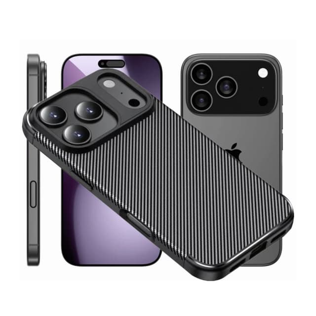 Луксозен силиконов калъф / кейс / Auto Focus Carbon Fiber Case iPhone 18 Pro - черен