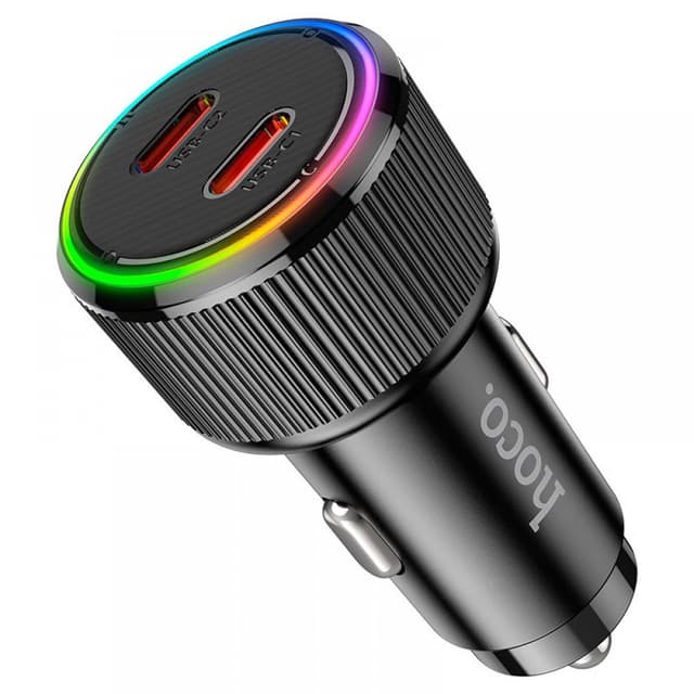 Зарядно за кола HOCO NZ14B “Guerrero” 50W (Два USB-C порта) – Черно