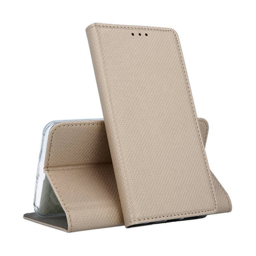 Кожен калъф Flip тефтер Magnet Book със стойка за Samsung A18 - Златист