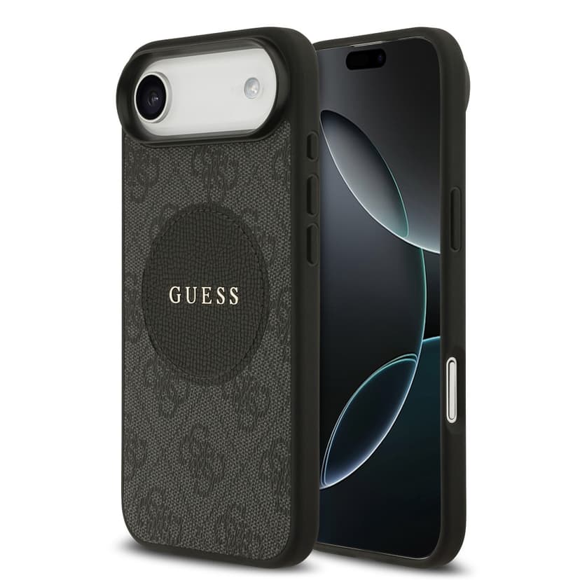 Оригинален кейс Guess Hardcase MagSafe PU 4G Circle w/ Classic Logo за iPhone 17 Air – Черен
