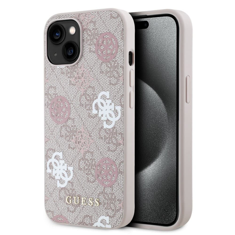 Оригинален кейс Guess MagSafe PU Peony on 4G Background за iPhone 15