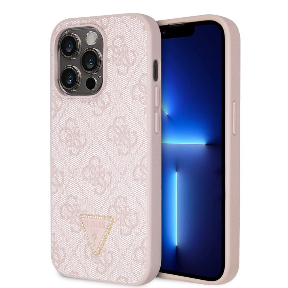 Оригинален кейс Guess PU Leather 4G Logo Strass за iPhone 14 Pro